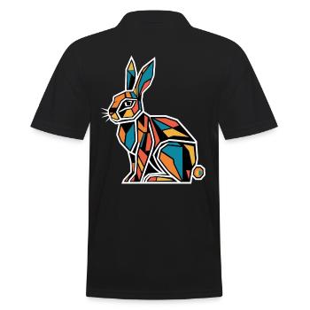 Geometric Farm Animal Graphic Bunny - Men's Polo Shirt - black - Back - Kai (181cm)