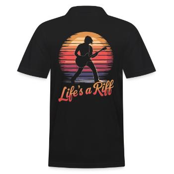 Guitar Player: Life's A Riff Art - Men's Polo Shirt - black - Back - Kai (181cm)