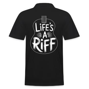 Guitar Player: Life's A Riff - Music Lovers - Men's Polo Shirt - black - Back - Kai (181cm)