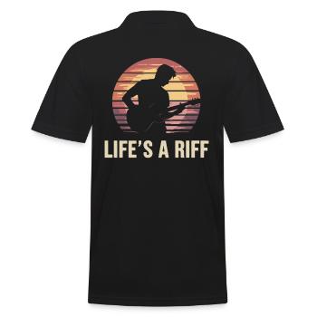 Guitar player Silhouette Life's A Riff - Men's Polo Shirt - black - Back - Kai (181cm)