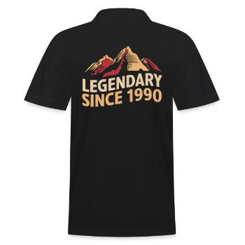 Legendary Since 1990 Wanderer Mountain Vintage - Men's Polo Shirt - black - Back - Kai (181cm)
