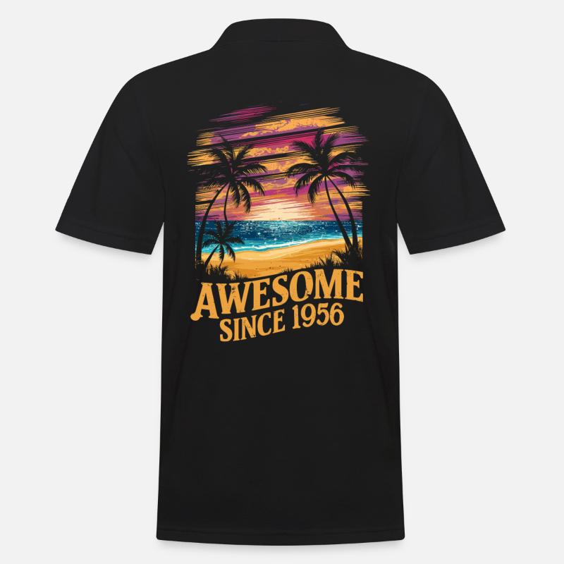 Awesome Since 1956 Beach Sunset - Men's Polo Shirt - black