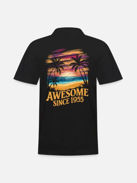Awesome Since 1955 Beach Sunset - Men's Polo Shirt - black