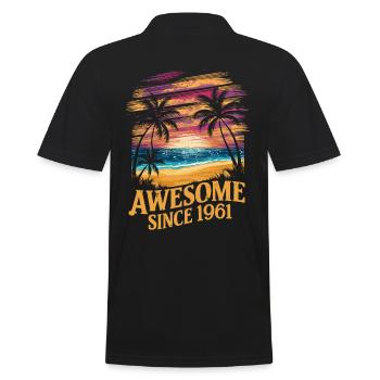 Awesome Since 1961 Strand Sonnenuntergang - Männer Poloshirt - Schwarz - Hinten - Kai (181cm)