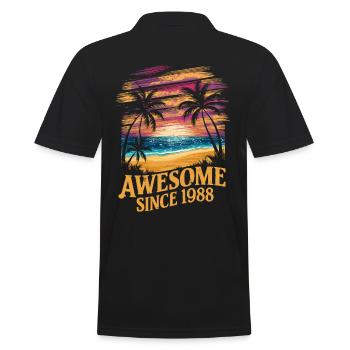 Awesome Since 1988 Beach Sunset - Men's Polo Shirt - black - Back - Kai (181cm)