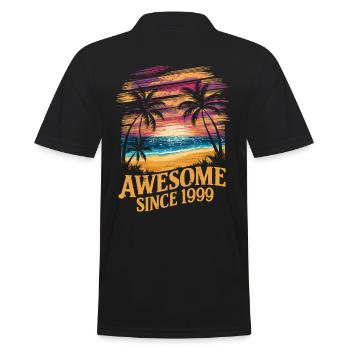 Awesome Since 1999 Strand Sonnenuntergang - Männer Poloshirt - Schwarz - Hinten - Kai (181cm)
