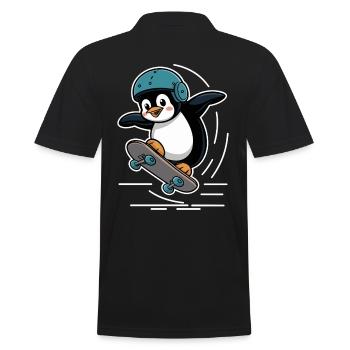 Skateboard Fahrender Pinguin Mit Helm - Männer Poloshirt - Schwarz - Hinten - Kai (181cm)