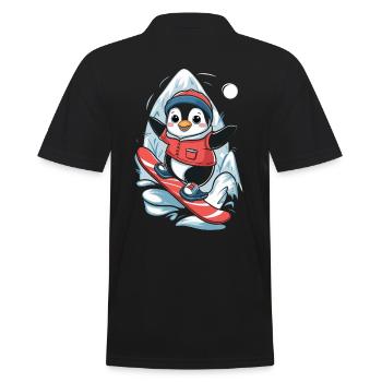 Aventure en snowboard pingouin en hiver - Polo Homme - noir - Dos - Kai (181cm)