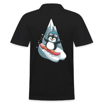 Coole Pinguin Snowboard Abenteuer - Männer Poloshirt - Schwarz - Hinten - Kai (181cm)