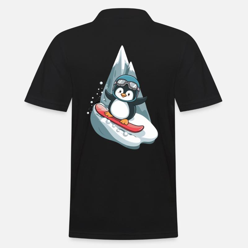 Coole Pinguin Snowboard Abenteuer - Männer Poloshirt - Schwarz