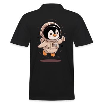 Mignon pingouin astronaute avec le pouce vers le haut - Polo Homme - noir - Dos - Kai (181cm)