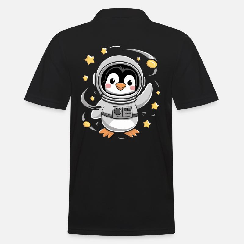 Aventure d’astronaute pingouin dans l’espace - Polo Homme - noir