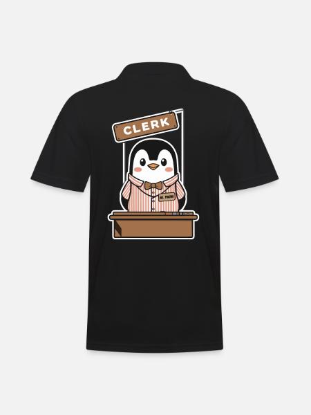 Funny Penguin Desk Clerk - Men's Polo Shirt - black