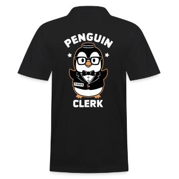 Penguin Clerk Funny Cute Glasses - Men's Polo Shirt - black - Back - Kai (181cm)
