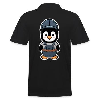 Penguin with construction worker helmet and dungarees - Men's Polo Shirt - black - Back - Kai (181cm)