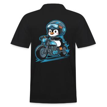 Pinguin Auf Motorrad Mit Helm - Männer Poloshirt - Schwarz - Hinten - Kai (181cm)