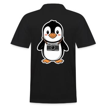 Pingouin mignon avec conception de caméra - Polo Homme - noir - Dos - Kai (181cm)