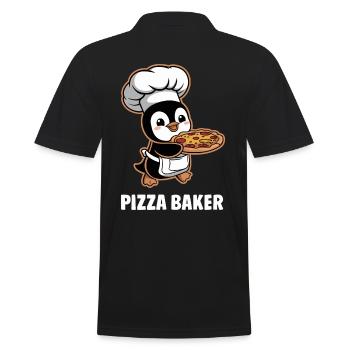 Pizza Baker Penguin Funny Chef - Men's Polo Shirt - black - Back - Kai (181cm)