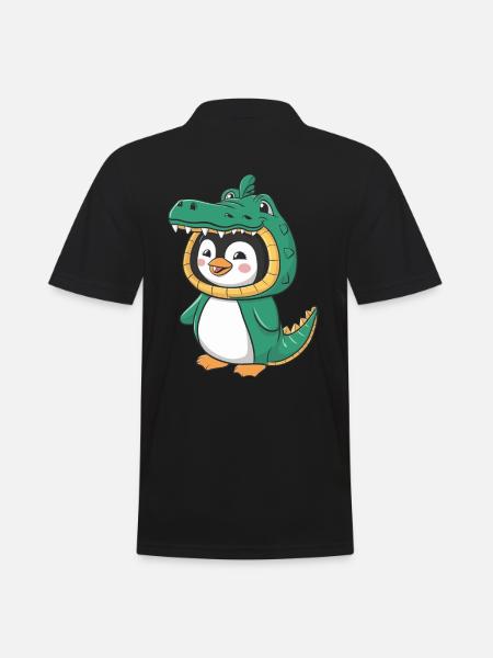 Pingouin mignon en costume de crocodile - Polo Homme - noir