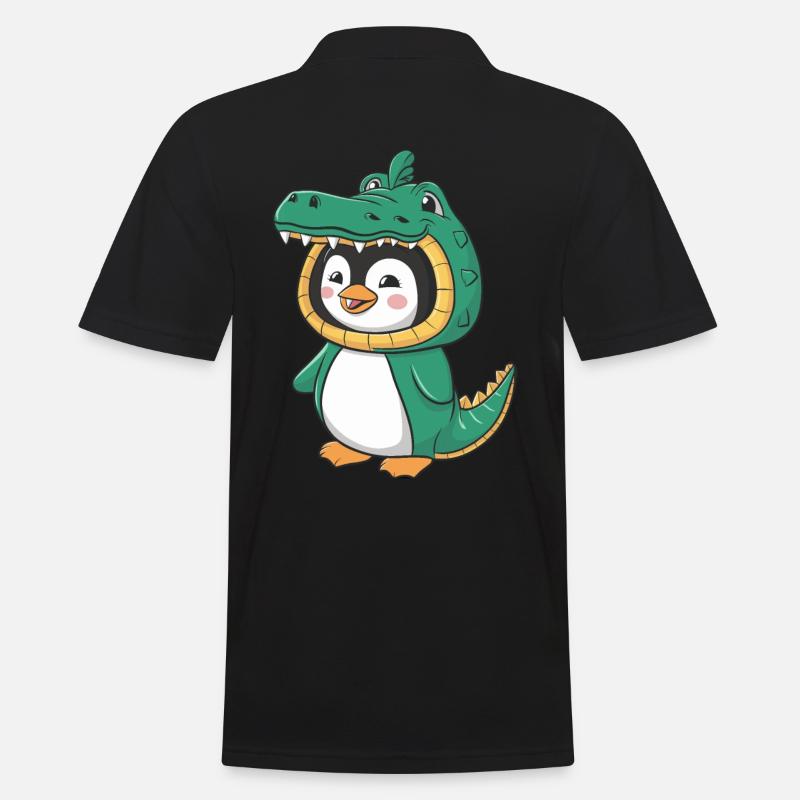 Pingouin mignon en costume de crocodile - Polo Homme - noir