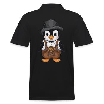 Cute penguin in leather pants Bayer - Men's Polo Shirt - black - Back - Kai (181cm)