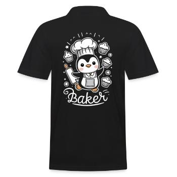 Cute penguin baker with muffins and - Men's Polo Shirt - black - Back - Kai (181cm)