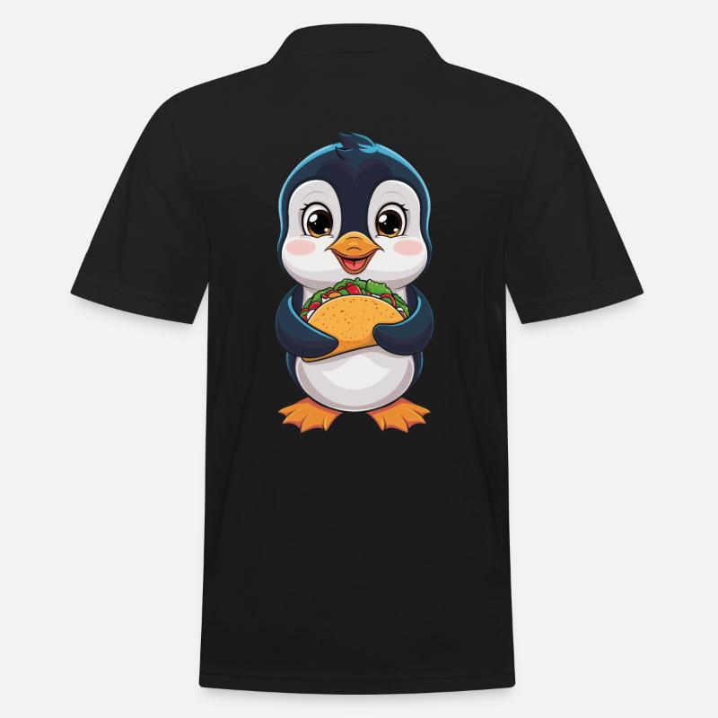 Pingouin mignon avec des tacos - Polo Homme - noir