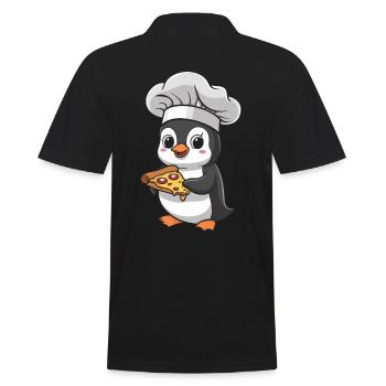 Penguin pizza maker with pizza - Men's Polo Shirt - black - Back - Kai (181cm)