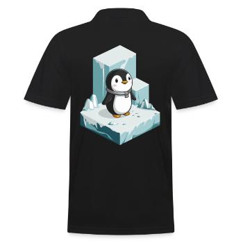 Cute Penguin On Illustration - Men's Polo Shirt - black - Back - Kai (181cm)