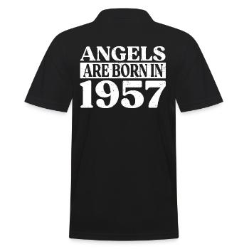 Engel Geboren Im Jahr 1957 Geburtstag - Männer Poloshirt - Schwarz - Hinten - Kai (181cm)