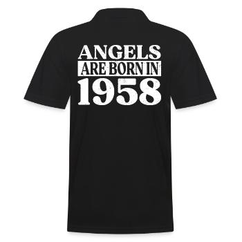 Engel Geboren Im Jahr 1958 Geburtstag - Männer Poloshirt - Schwarz - Hinten - Kai (181cm)