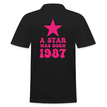 Ein Stern Wurde 1987 Geboren Geburtstag - Männer Poloshirt - Schwarz - Hinten - Kai (181cm)