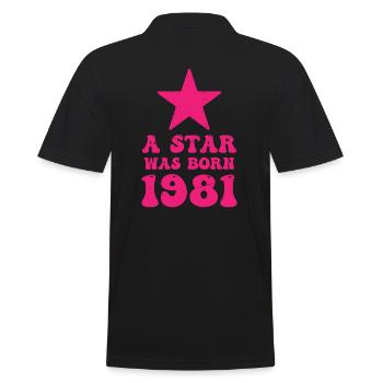 Ein Stern Wurde 1981 Geboren Geburtstag - Männer Poloshirt - Schwarz - Hinten - Kai (181cm)