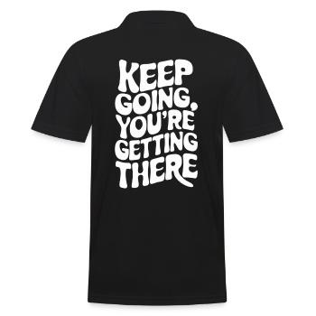 Weiter So, Du Schaffst Das – Motivation - Männer Poloshirt - Schwarz - Hinten - Kai (181cm)