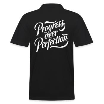 Le progrès au lieu de la perfection, la motivation dans la vie de tous les jours - Polo Homme - noir - Dos - Kai (181cm)