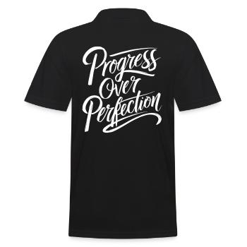 Le progrès avant la perfection Motivation - Polo Homme - noir - Dos - Kai (181cm)