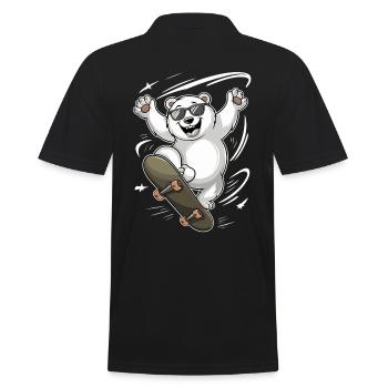 Drôle d’ours avec planche à roulettes en action - Polo Homme - noir - Dos - Kai (181cm)