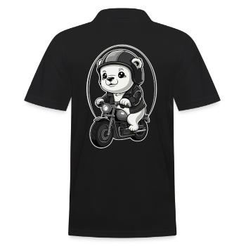 Moving bear with motorcycle helmet and jacket - Men's Polo Shirt - black - Back - Kai (181cm)