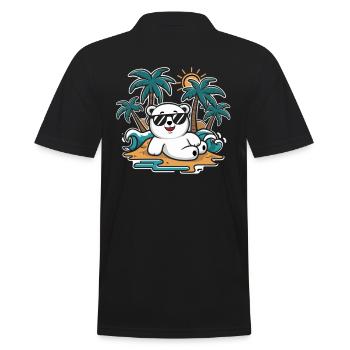 Cool polar bear on the beach with sunglasses - Men's Polo Shirt - black - Back - Kai (181cm)