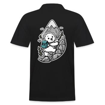 Niedlicher Bär Klettert Berg Natur Abenteuer - Männer Poloshirt - Schwarz - Hinten - Kai (181cm)