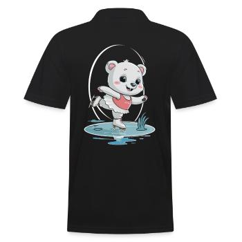 Cute polar bear on skates - Men's Polo Shirt - black - Back - Kai (181cm)