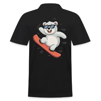 Cool Polar Bear Snowboarding Adventure - Men's Polo Shirt - black - Back - Kai (181cm)