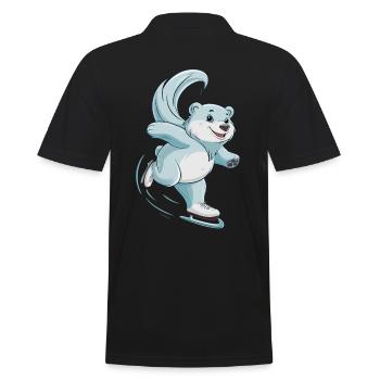 Eisbahn Eisbär Schlittschuhfahren - Männer Poloshirt - Schwarz - Hinten - Kai (181cm)