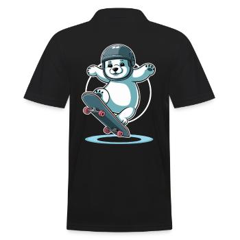 Ours polaire de skateboard avec casque - Polo Homme - noir - Dos - Kai (181cm)
