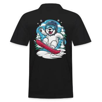 Ours polaire en snowboard dans la forêt hivernale - Polo Homme - noir - Dos - Kai (181cm)