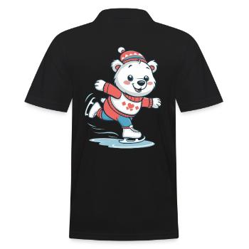 Cute polar bear skating - Men's Polo Shirt - black - Back - Kai (181cm)