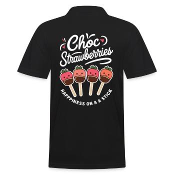 Choco Strawberries - Happiness On A Stick - Männer Poloshirt - Schwarz - Hinten - Kai (181cm)