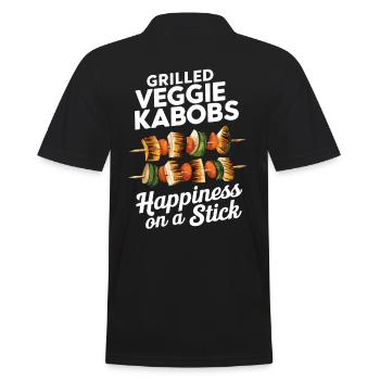 Gegrillte Veggie-Spieße Glück am Spieß - Männer Poloshirt - Schwarz - Hinten - Kai (181cm)