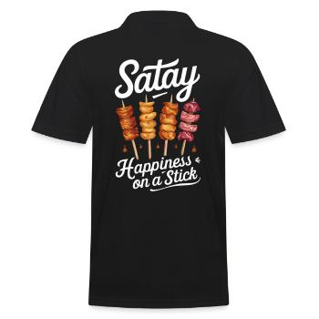 Satay Happiness On A Stick - Männer Poloshirt - Schwarz - Hinten - Kai (181cm)