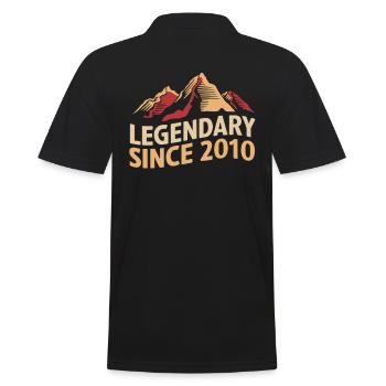 Legendary since 2010 Wanderer Mountain Vintage - Men's Polo Shirt - black - Back - Kai (181cm)